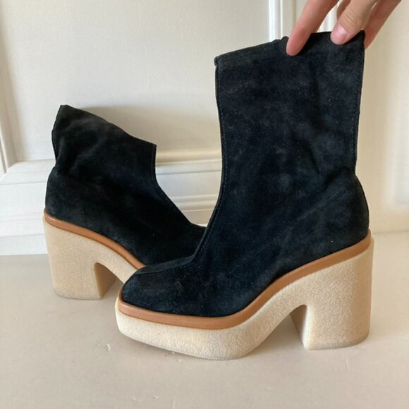 NWOT Free People Gigi Black Suede Ankle Boots Sz 37 - Picture 1 of 6